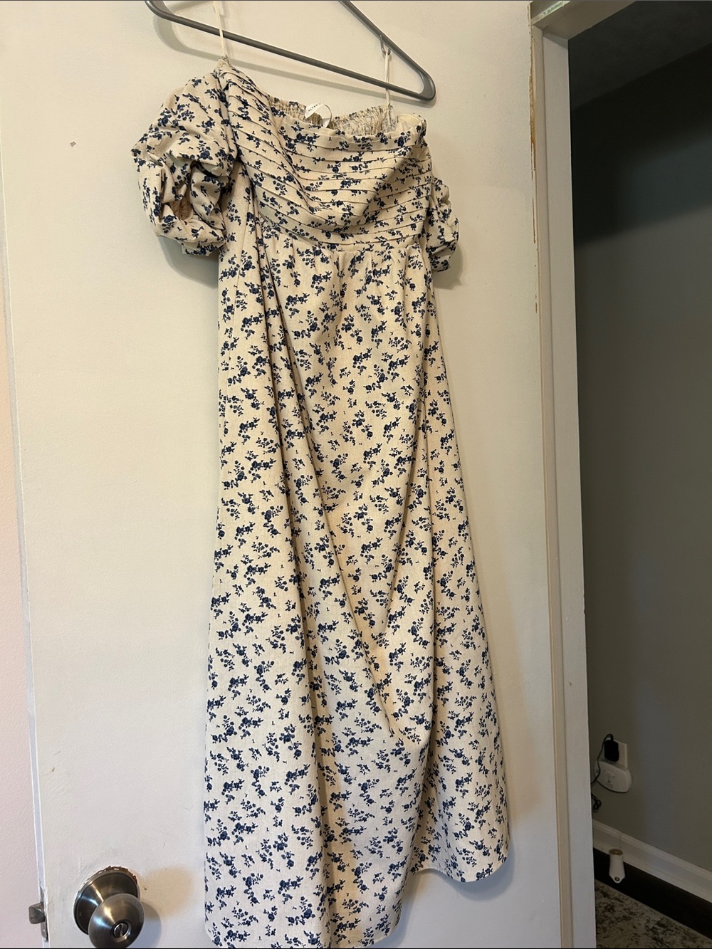 Altar'd State Cream Floral Off-Shoulder Midi Dress